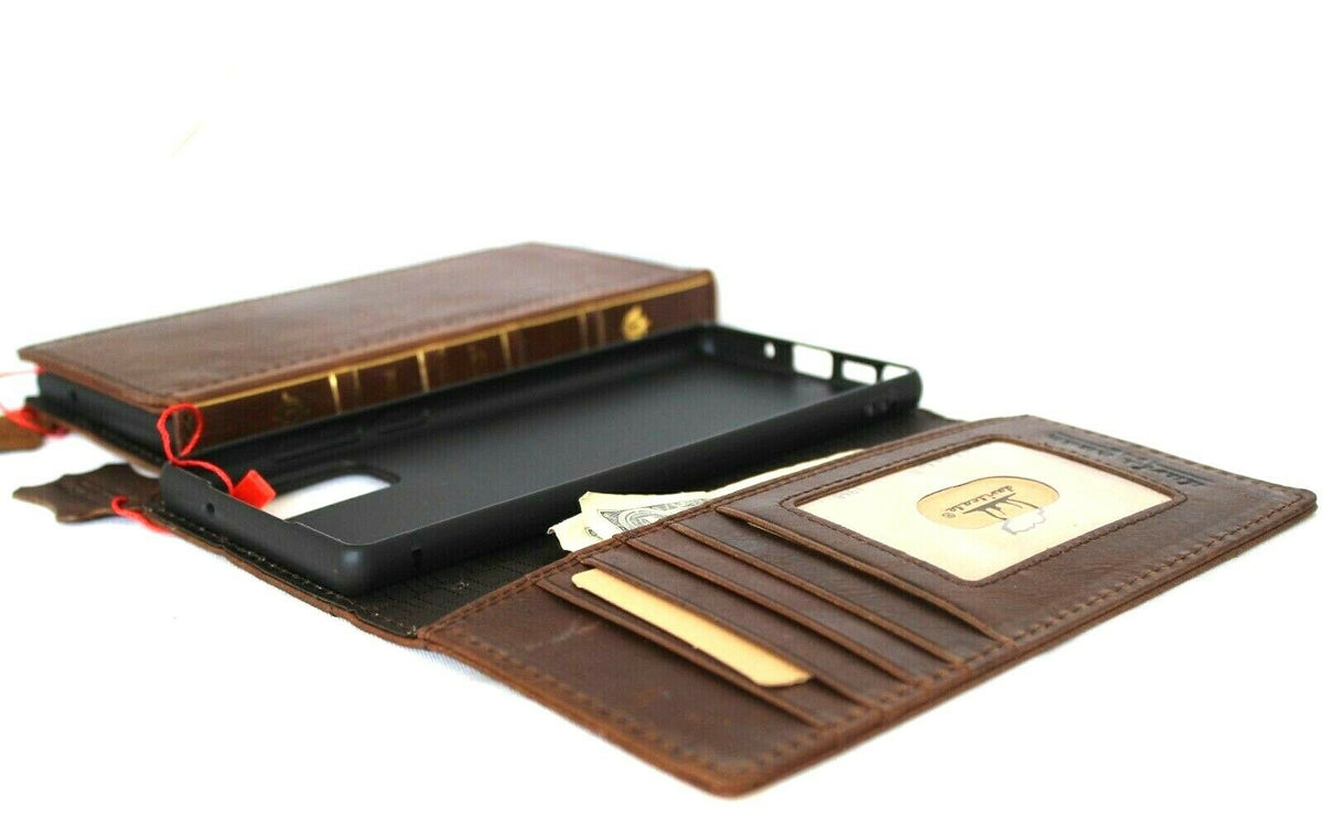 Genuine leather wallet case for Samsung Galaxy Note 20 5G by DAVISCASE, with card slots, wireless charging holder, and Bible book design.