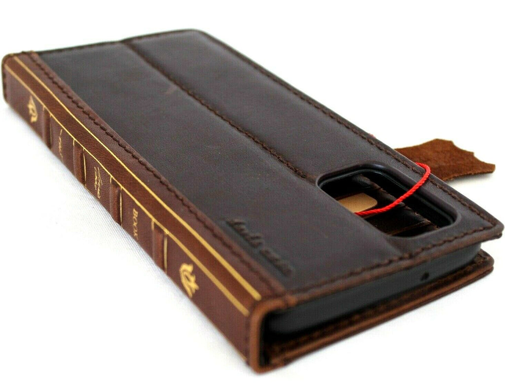 Genuine leather Bible book wallet case for Samsung Galaxy S20 Plus by DAVISCASE, with card slots and wireless charging compatibility.