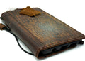 Handmade genuine leather phone case for iPhone 11-15 Pro Max, with vintage style wallet design and credit card slots by DAVISCASE.