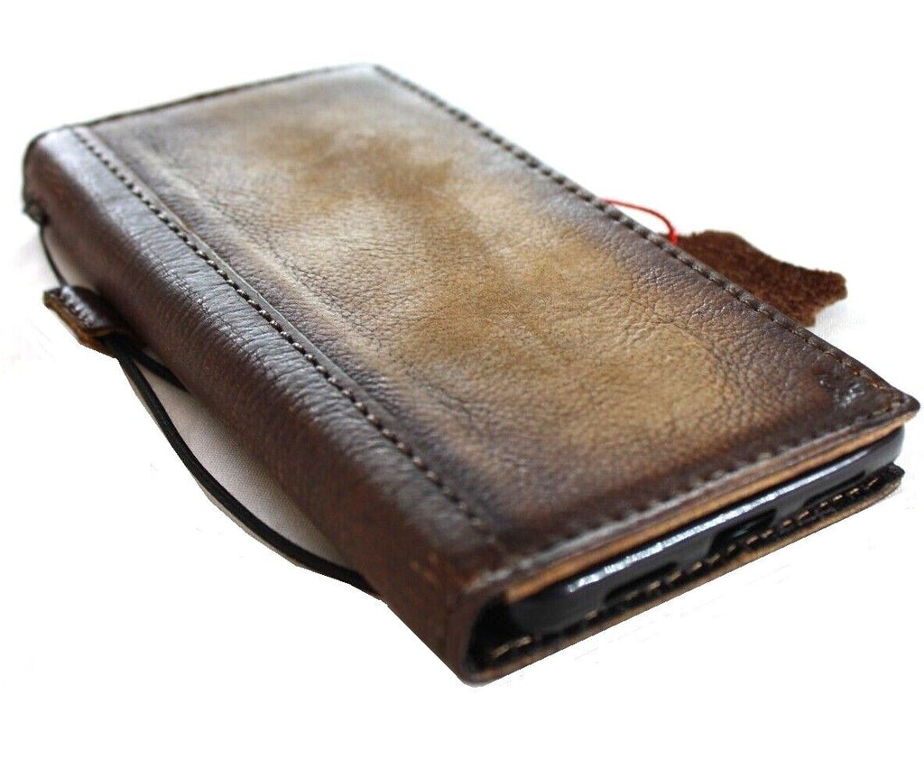 Genuine leather case for Google Pixel 7 Pro by DAVISCASE, with fold book wallet design, vintage rustic style, and wireless charging compatibility.