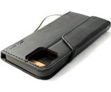Genuine Black Leather Wallet Case For Apple iPhone 12 Pro Max Book Credit Card Slots Soft Cover Full Grain DavisCase