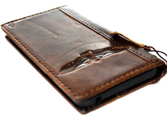 Genuine Leather Case For Apple iPhone 11 12 13 14 15 Pro Max 7 8 plus Eagle crafts falcon SE XS Wallet  Book Vintage Style Credit Card Slots Cover Wireless Full Grain Davis luxury Mini Art Diy German