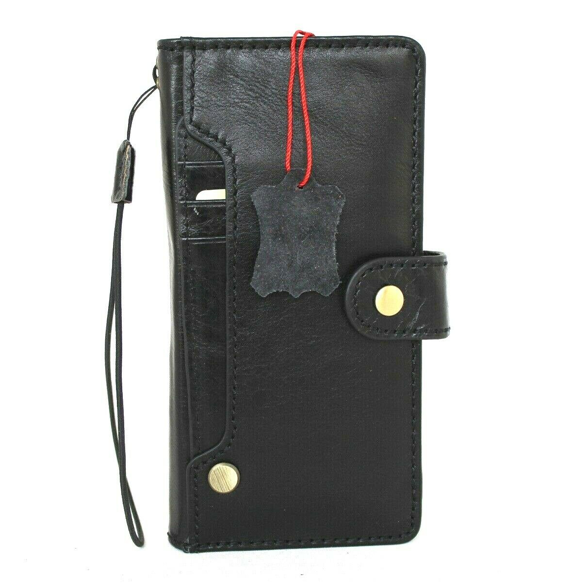 Genuine black leather Samsung Galaxy S22 Plus 5G wallet case with card slots, ID window, and wireless charging holder by DAVISCASE.