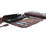 Echte Vintage-Lederhülle für Samsung Galaxy Note 9, Buch-Brieftaschenverschluss, Kartenfächer, braunes schmales Band, Daviscase 48