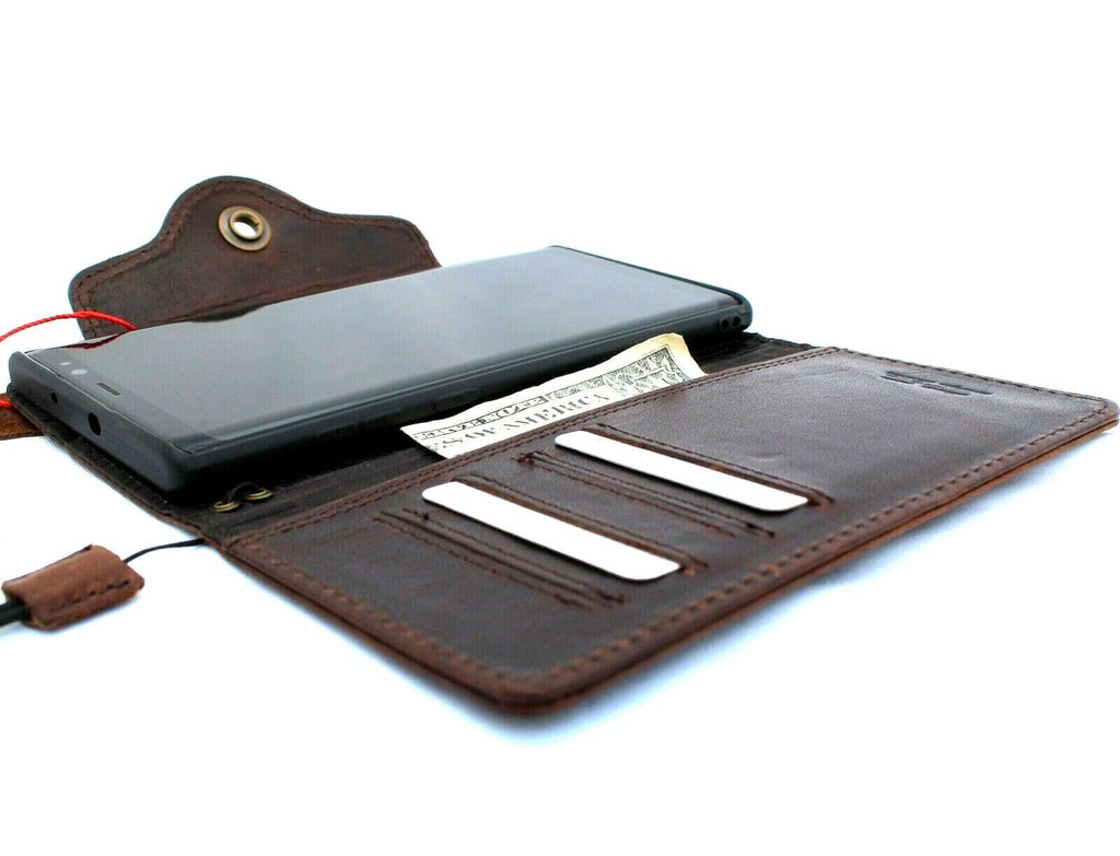 Handmade genuine leather phone case for Galaxy S24, S25, Fold 3-7, A52, A53, A12, A32, A55 5G Plus with wallet clasp by DAVISCASE