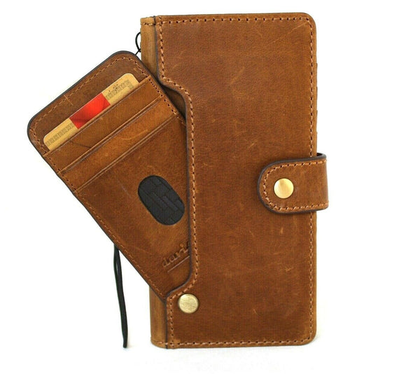 Genuine Real Tan Leather Case for Samsung Galaxy Note 9 book Handmade Wallet Closure Vintage Style Cover Cards Slots Wireless Charging DavisCase
