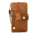Genuine Full Tan Leather Case For Apple iPhone 12 mini Book Wallet Vintage Style Credit Cards Slots Soft Closure Cover Top Grain DavisCase