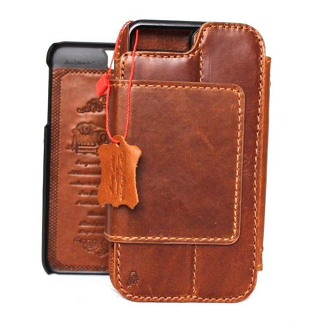 Véritable cuir véritable iPhone 7 étui magnétique détachable couverture portefeuille porte-crédit livre amovible