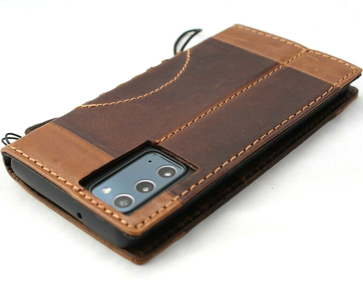 Genuine leather Samsung Galaxy Note 20 5G book wallet case with card slots and wireless charging compatibility by DavisCase.
