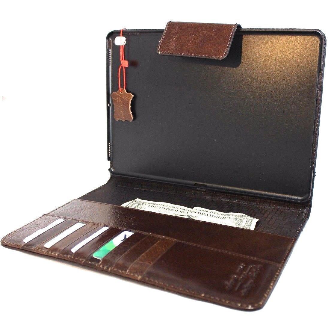 Brown genuine vintage leather iPad Pro 10.5 case by DAVISCASE with flip cover, credit card slots, slim design, handmade hard cover.
