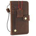 Handmade dark brown Italian leather Samsung Galaxy S20 case with wallet design and rubber holder, featuring wireless charging compatibility.