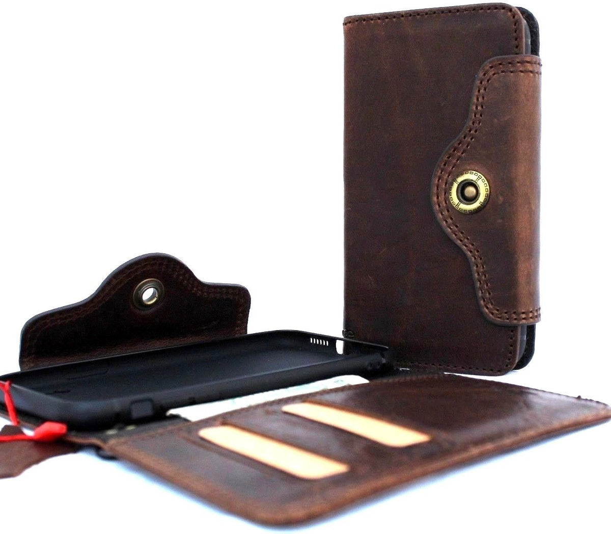 Vintage leather wallet case for Apple iPhone XR by DAVISCASE, featuring soft genuine leather, slim design, and retro book-style cover.