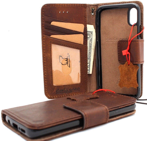 Echtes Leder für Apple iPhone XS Hülle, Vintage-Geldbörse, Kredit-Auto-Halterung, magnetisches Buch, abnehmbare, abnehmbare Luxus-Halterung, schmal, Jafo