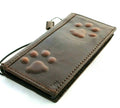 Vintage leather phone case by DAVISCASE for iPhone 17 to SE, featuring a dog paw design, wallet style, and credit card slots.