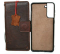 DavisCase genuine full leather wallet case for Samsung Galaxy S21 Plus 5G with card slots, ID window, magnetic stand, and slim design