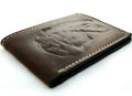 Men's genuine leather wallet by DAVISCASE with carved eagle motif, vintage design, holds credit cards and cash.