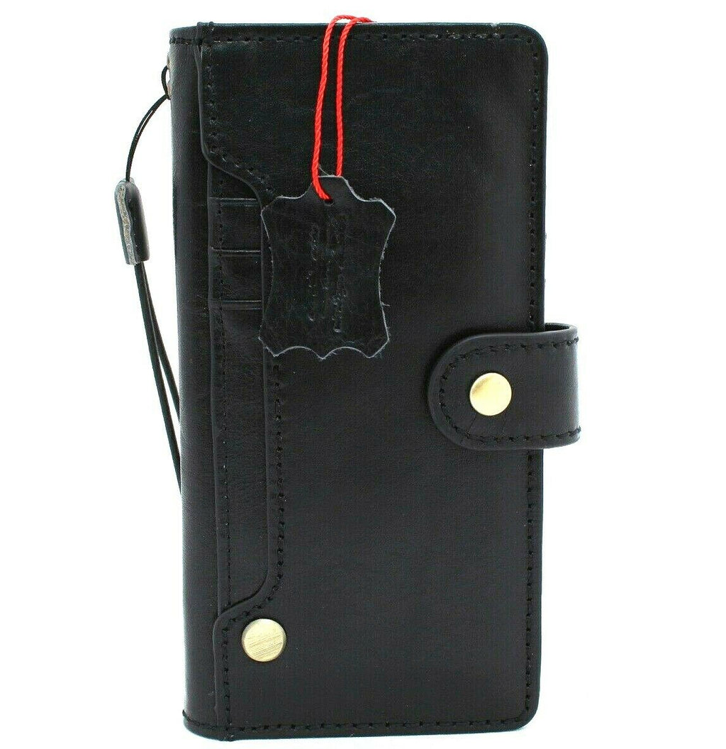 DavisCase genuine black leather Galaxy Note 20 5G wallet cover with ID window, card holder, soft book style, compatible with wireless charging