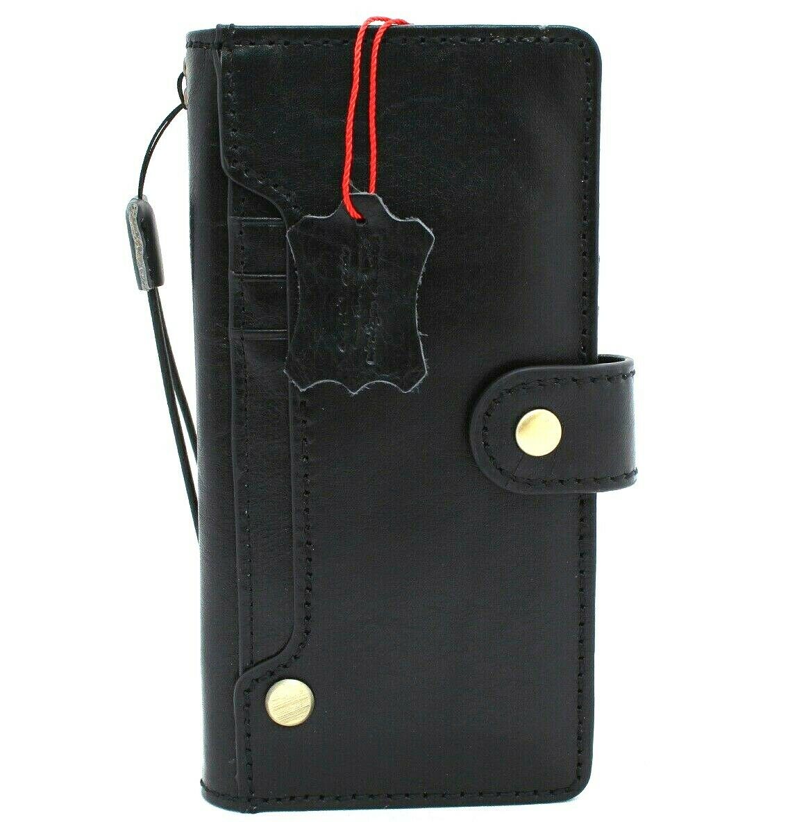 DavisCase genuine black leather Galaxy Note 20 5G wallet cover with ID window, card holder, soft book style, compatible with wireless charging