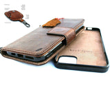 Étui en cuir véritable véritable pour Apple iPhone 11, portefeuille, porte-cartes de crédit, livre magnétique, souple, amovible, prime + Airpods 2