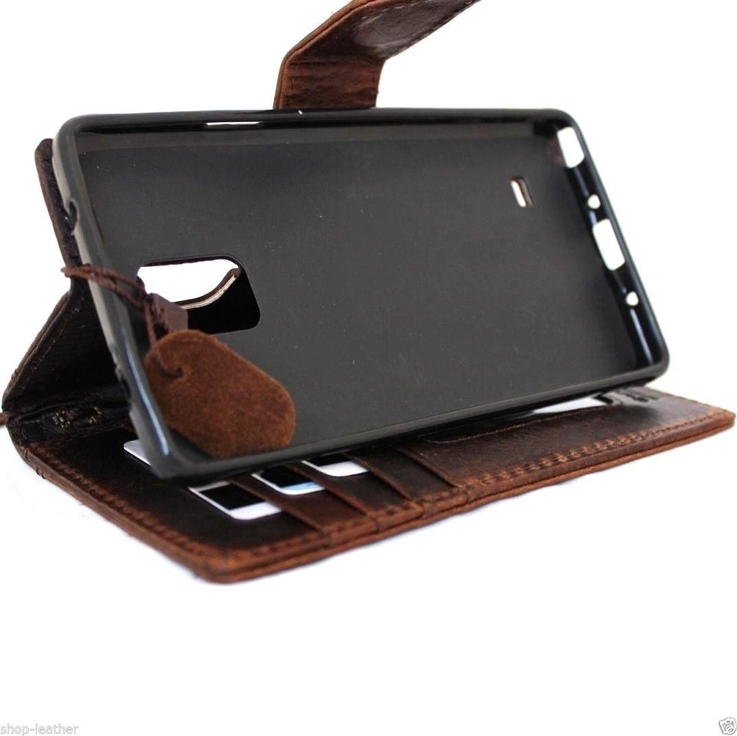 Vintage brown leather wallet case for Samsung Galaxy Note 3, handmade with slim design and magnetic closure.