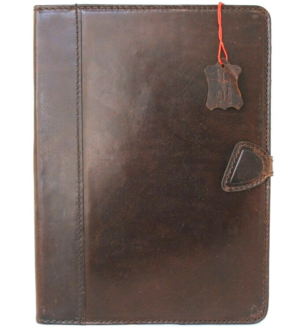 Brown genuine vintage leather iPad Pro 11 (2021) case by DAVISCASE with flip cover, credit card slots, slim hard shell design.