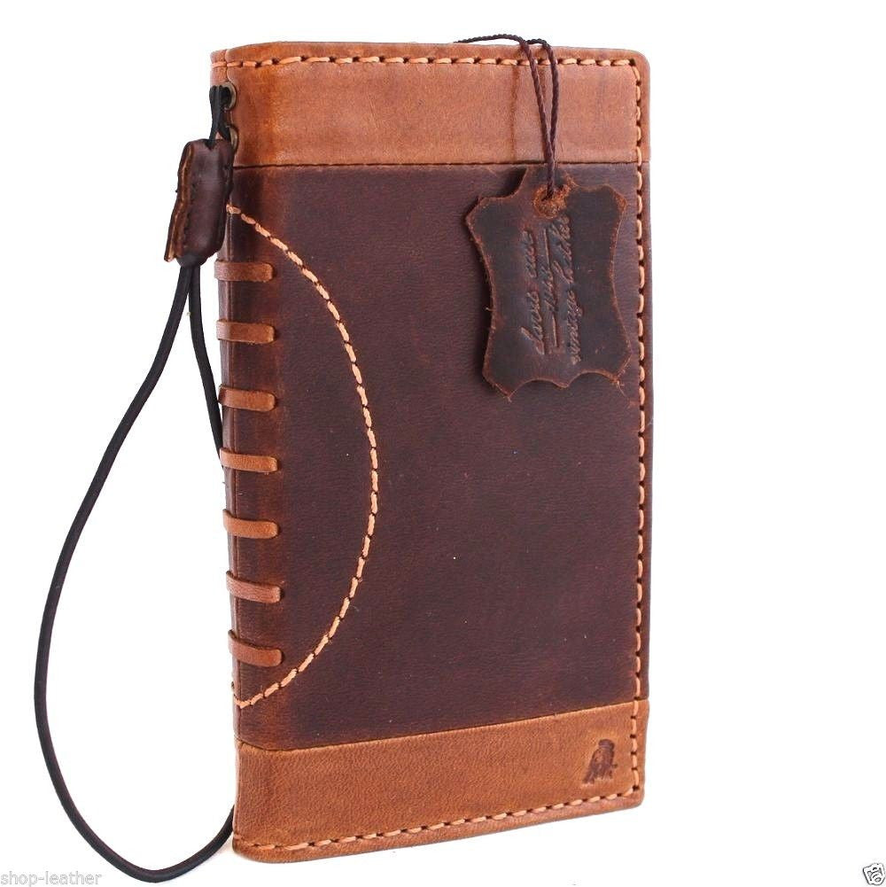 Handmade genuine Italian leather iPhone 6/6s case with wallet credit holder, featuring a sleek, durable design.