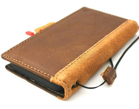 Genuine Tan Soft Leather Case For Apple iPhone 12 Mini Book Wallet Vintage Suede Design ID Window Credit Cards Slim Cover Davis