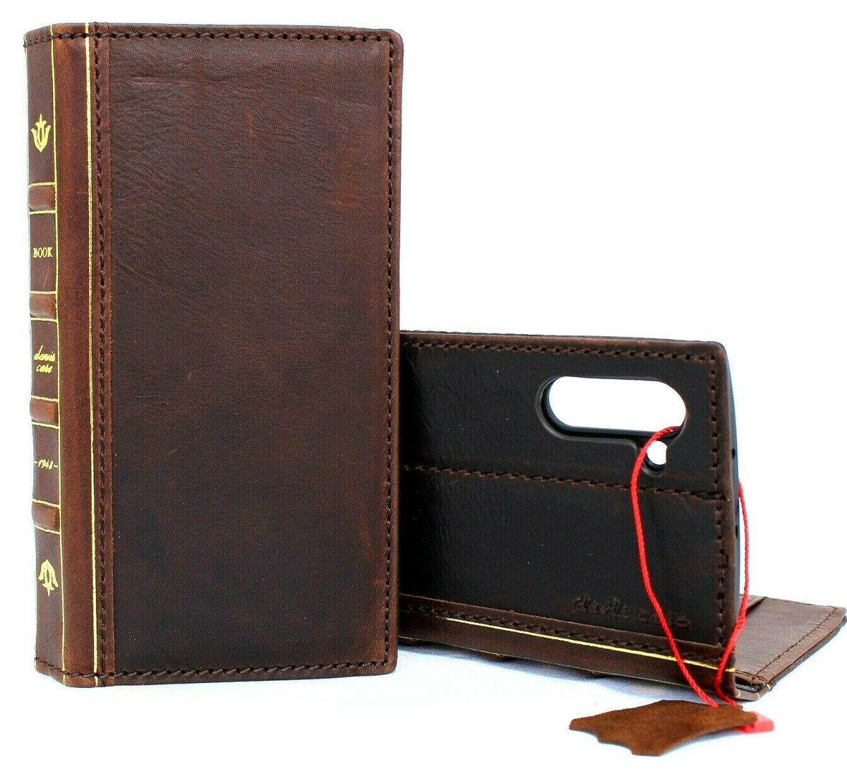 Handmade genuine leather case for Samsung Galaxy Note 10 with ID window, wallet cover, and slim stand by DAVISCASE.