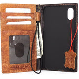 Genuine real leatherfor apple  iPhone x case cover wallet credit holder book tan luxury holder slim davis