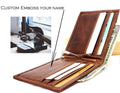 Men's genuine leather wallet with custom embossed name, slim design, handcrafted credit card holder from Daviscase.