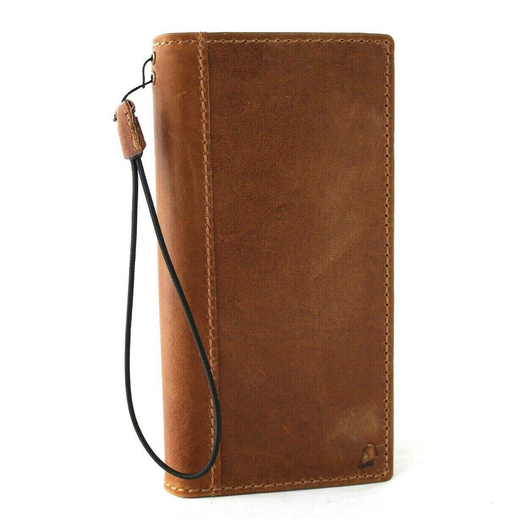 Genuine leather Samsung Galaxy S21 Ultra wallet case with card slots, wireless charging holder, luxury rubber accents, by DAVISCASE.