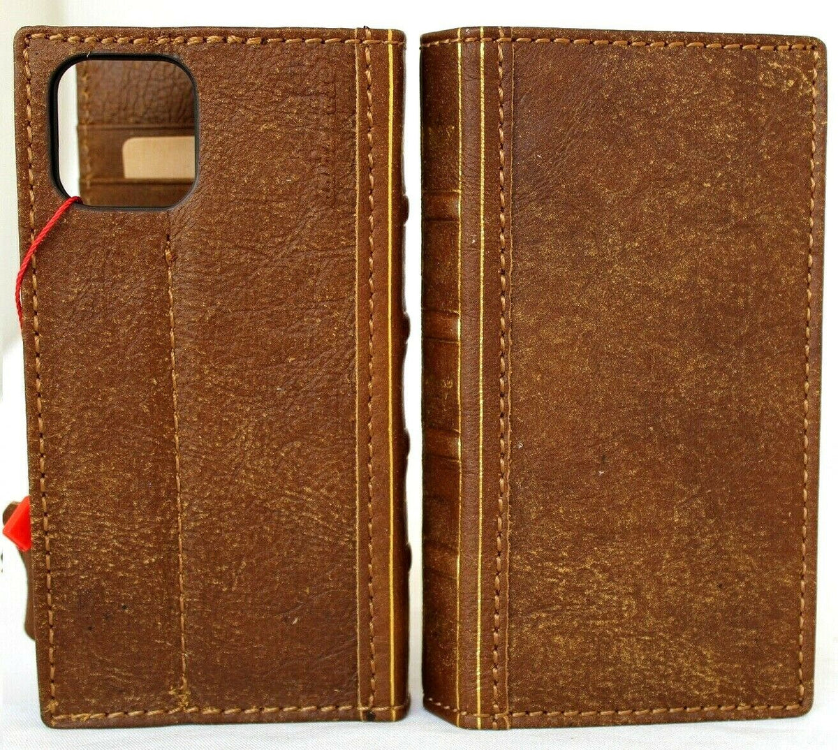 Genuine soft leather iPhone 12 Pro case by DAVISCASE with Bible design, wallet slots, ID window, and slim full grain leather finish.
