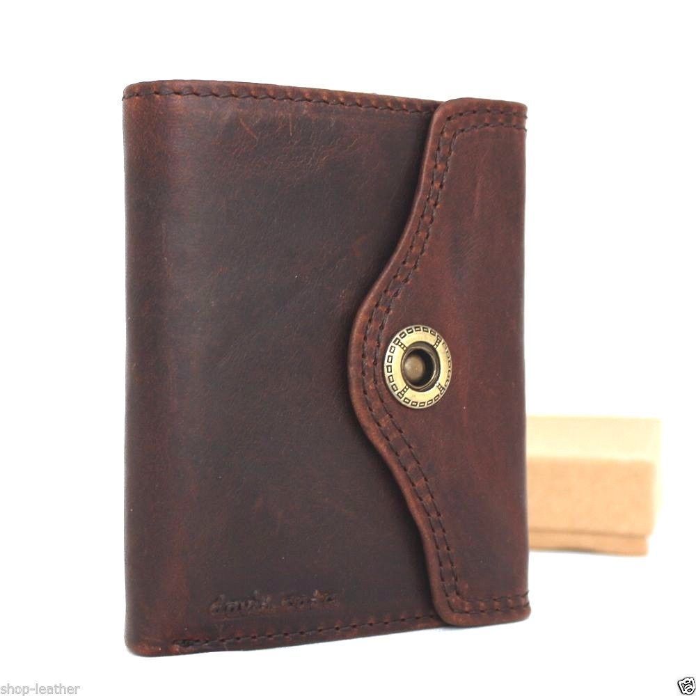 Genuine men's leather wallet by DAVISCASE featuring a special design with a money clip and billfold for secure cash storage.