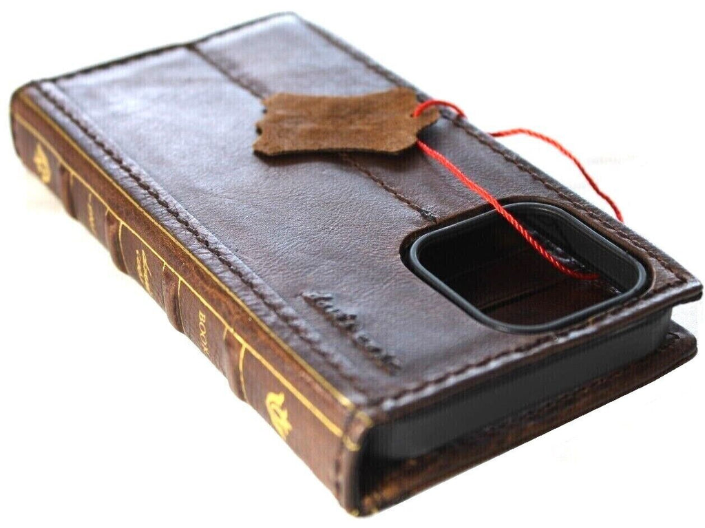 DavisCase genuine leather phone wallet case for iPhone models, vintage handcrafted design with card slots and full grain leather.