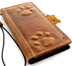 Genuine Leather For Apple iPhone 11 12 13 14 15 Pro Max 6 7 8 plus SE XS Case Galaxy S22 s21 s20 Ultra s9 Note 8 9 10 20 21 A71 A52 A12 A31 a32 A53 5G plus Lile 4G Wallet Book Vintage Credit Cover Wireless Dog Paw Bear luxury Tan Art Mini Special Oiled