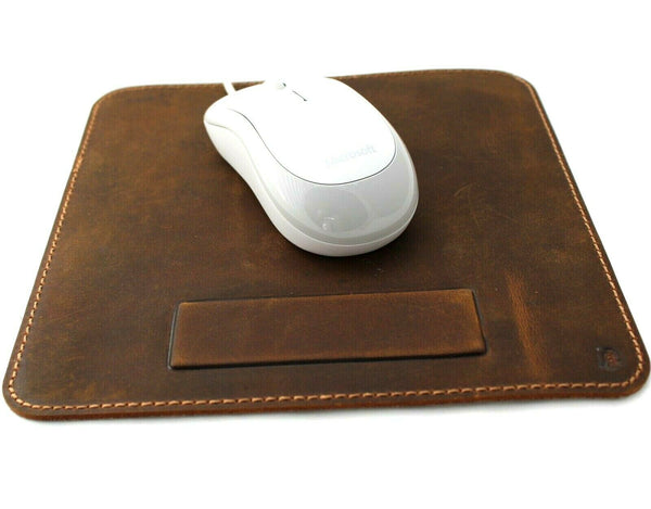 Handmade Soft Genuine Leather Mouse Pad Luxury Handcrafted Vintage Design Retro DavisCase 1948