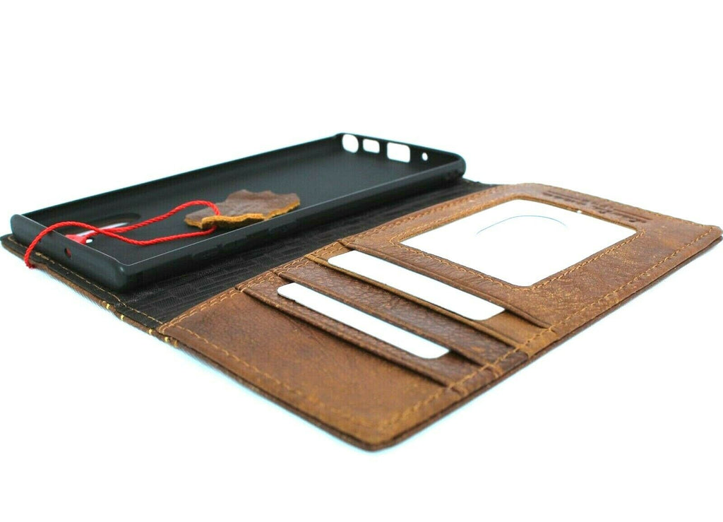 Genuine tan leather Samsung Galaxy Note 10 wallet case with card slots, soft retro style, slim design, handmade by vendor-unknown.