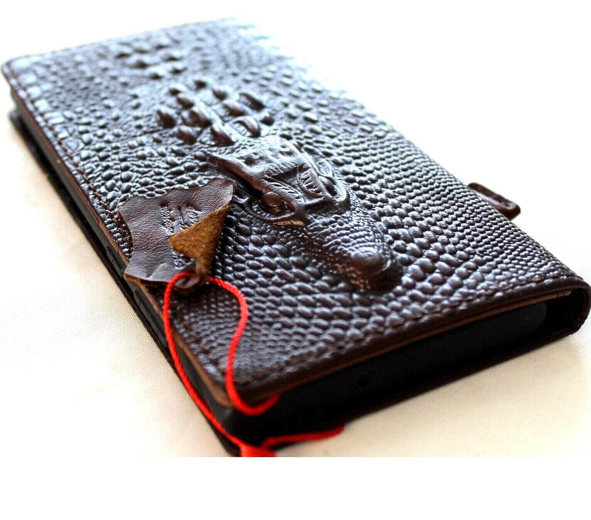 Vintage crocodile-style leather phone case for Galaxy S26, S22, S23, S24, S25 Ultra, S8, S9, Note FE with wallet and mini credit card holder.