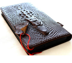 Cuir véritable pour Galaxy s22 s21 s20 S23 S24 Ultra s8 s9 Note FE 9 10 20 21 A71 A51 A12 A31 4G 5G, plus Lile portefeuille livre Vintage crocodile Style couverture de crédit sans fil pleine fleur Davis luxe bricolage Mini