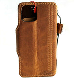 Echtes echtes Lederetui für Apple iPhone 11 Pro Max, Brieftaschenetui, Kreditkarten, kabelloses Aufladen, schlankes Gummi-DavisCase