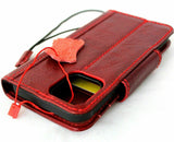 Echtes weiches Lederetui für Apple iPhone 12, Brieftasche im Vintage-Stil, Kreditkartenfächer, Magnetverschluss, rote Abdeckung, vollnarbiges DavisCase