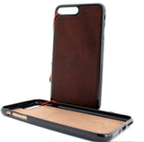 Véritable cuir naturel iPhone 8 Plus étui portefeuille mince support souple livre de luxe rétro classique 7+