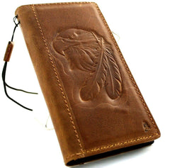 Genuine Leather For Apple iPhone 11 12 13 14 15 Pro Max 6 7 8 plus SE XS Case Galaxy s22 s21 s20 Ultra s8 s9 Note 8 9 10 20 21 A71 A52 A12 A31 a32 4G 5G plus Lile Wallet Book Vintage Style Credit Cover Wireless luxury Dark Mini Eagle Stamping Emboss