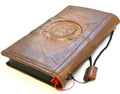 Handcrafted genuine leather wallet case for iPhone 11-15 Pro Max, with credit card slots, vintage lion and tiger stamping by DAVISCASE