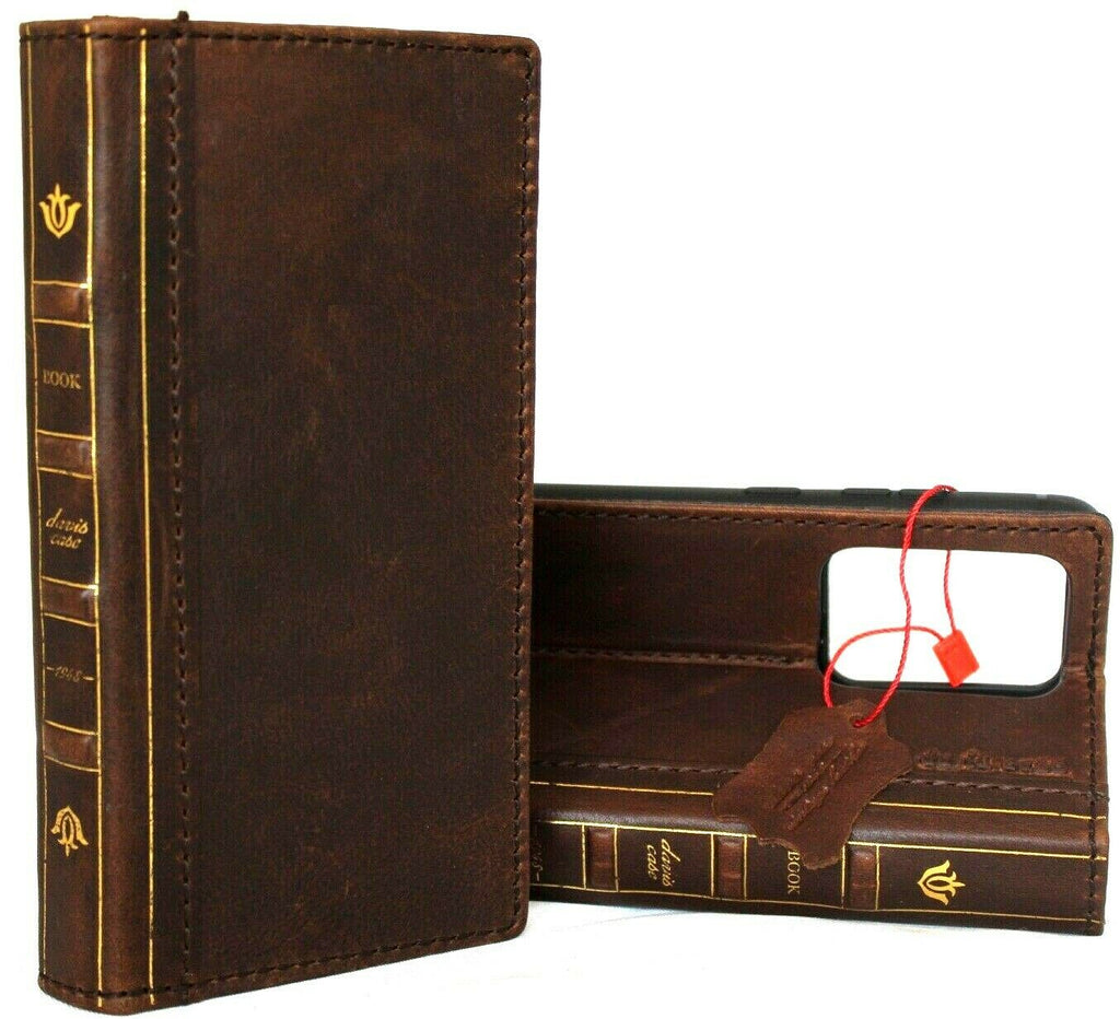 Genuine leather Samsung Galaxy Note 20 5G Bible book wallet case with card slots, wireless charging holder, and ID window by DAVISCASE.