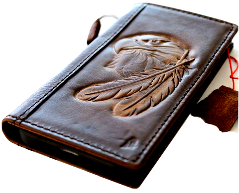 Genuine Leather For Galaxy s22 s21 s20 S23 Ultra s8 s9 Note 8 9 10 20 21 A71 A51 A12 A31 4G 5G Case plus Art Wallet Book Vintage  Style Credit Cover Wireless Full Grain Davis Luxury Eagle Diy Mini
