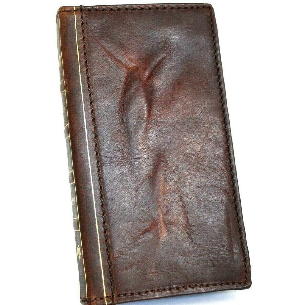 Handmade genuine leather phone case for iPhone 11-15 Pro Max, Galaxy Ultra, Note 5G, with wallet and mini Bible design by DAVISCASE
