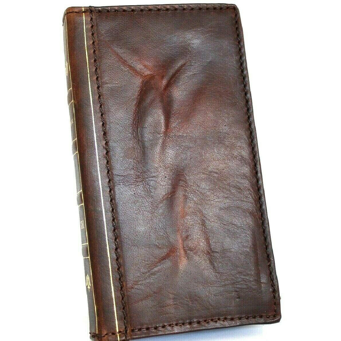 Handmade genuine leather phone case for iPhone 11-15 Pro Max, Galaxy Ultra, Note 5G, with wallet and mini Bible design by DAVISCASE