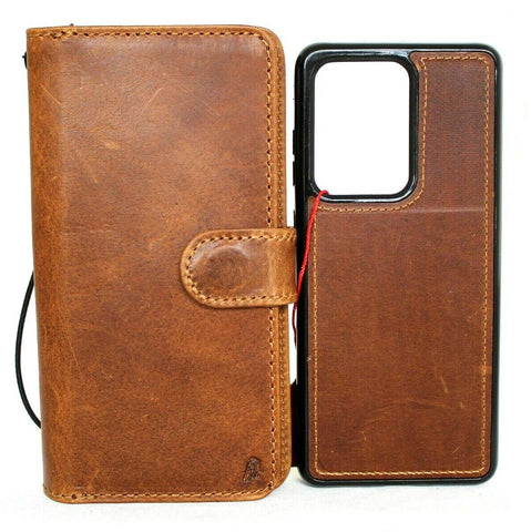 Étui en cuir tanné véritable pour Samsung Galaxy Note 20 Ultra, portefeuille de livre, couverture amovible, fenêtre pour cartes, Jafo magnétique mince Daviscase