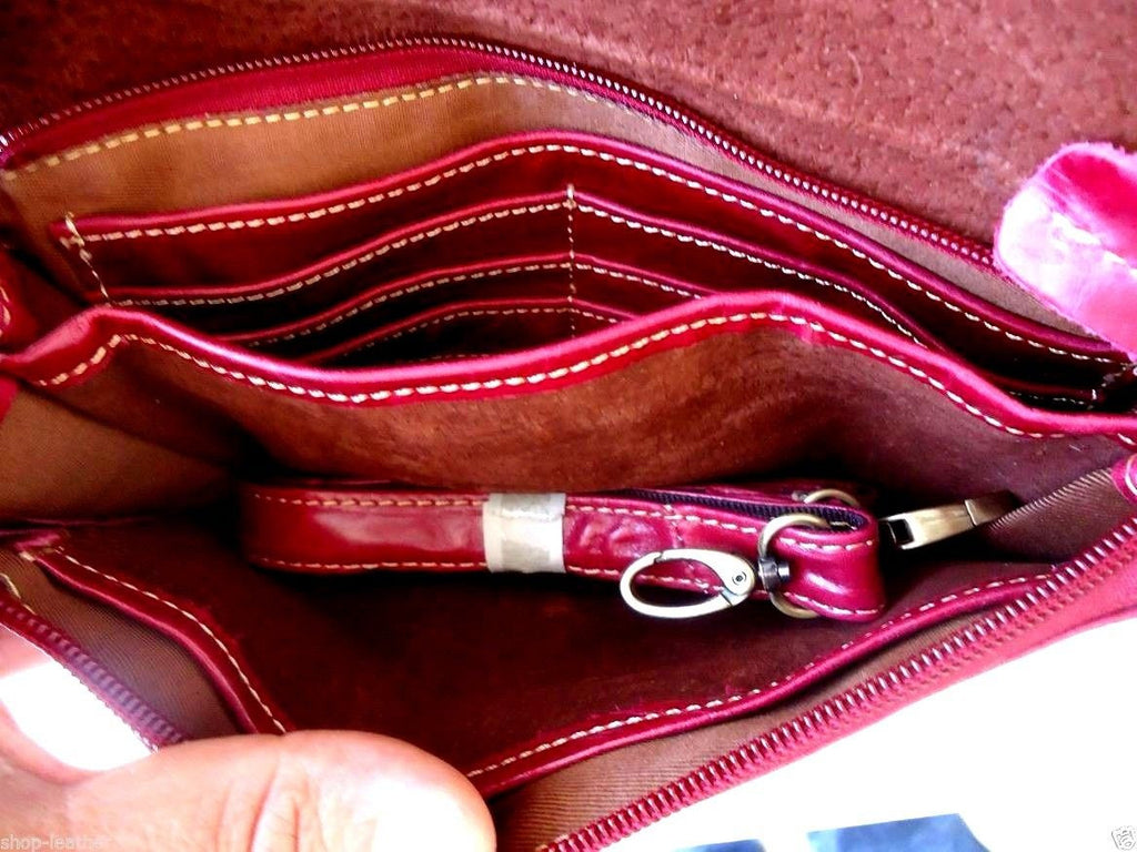 Genuine pink leather women's tote purse by DAVISCASE with wallet clutch, coin compartment, and stylish design.